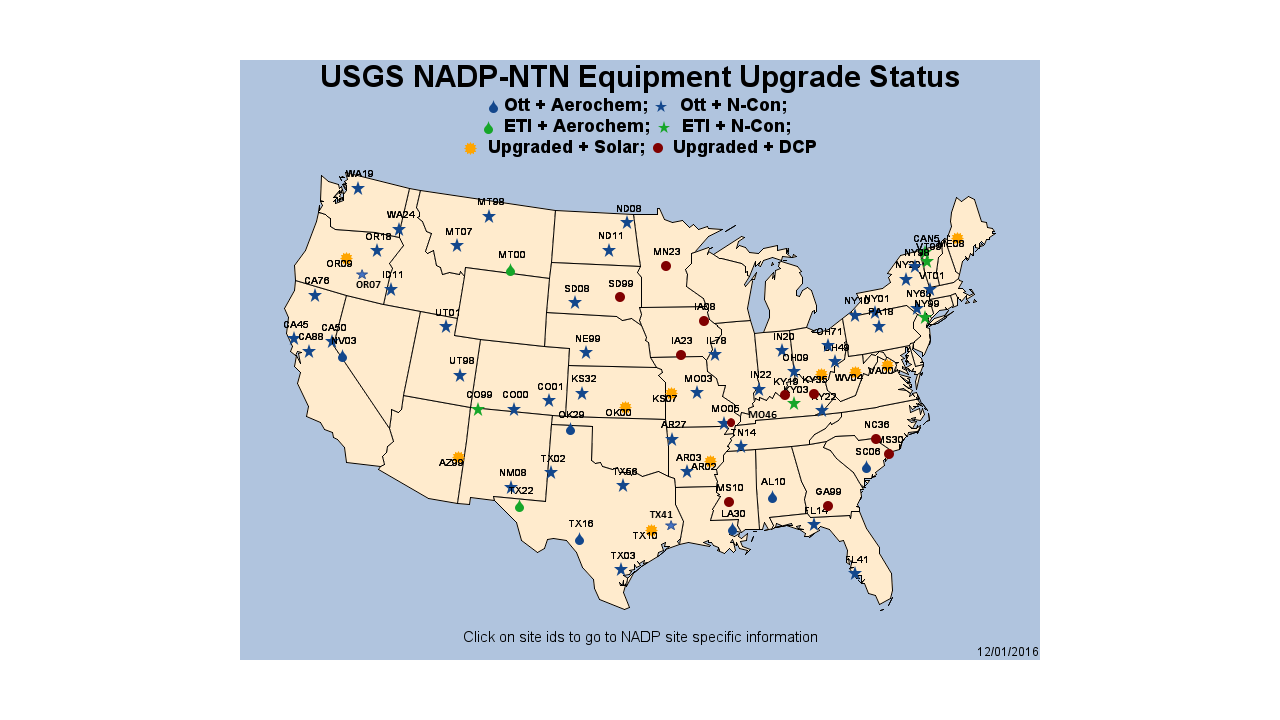 image map of NADP sites around the country
